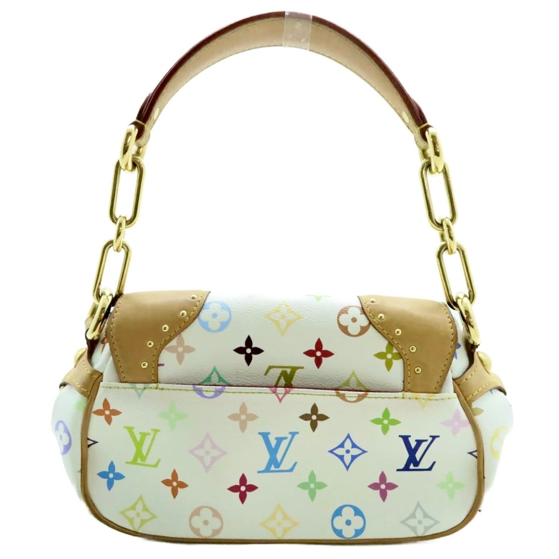 Authentic Louis Vuitton Leather Shoulder Bags Monogram Multi Color White Marilyn