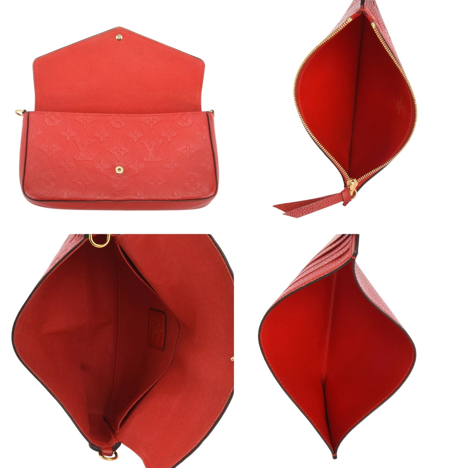 Authentic  Louis Vuitton Felicie Empreinte Red Pochette