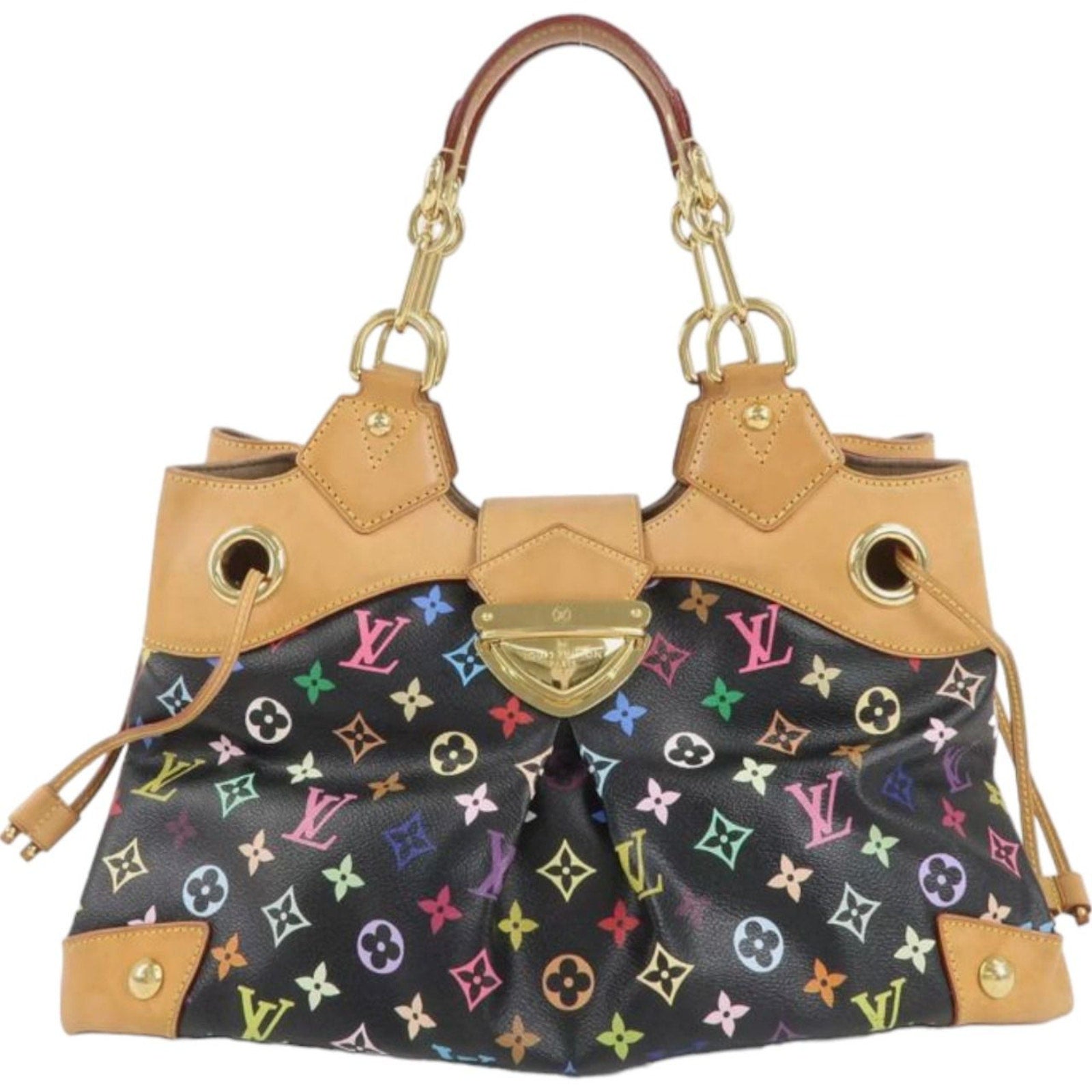 Authentic Louis Vuitton Monogram Canvas Leather Ursula Multicolor Black Shoulder Bag