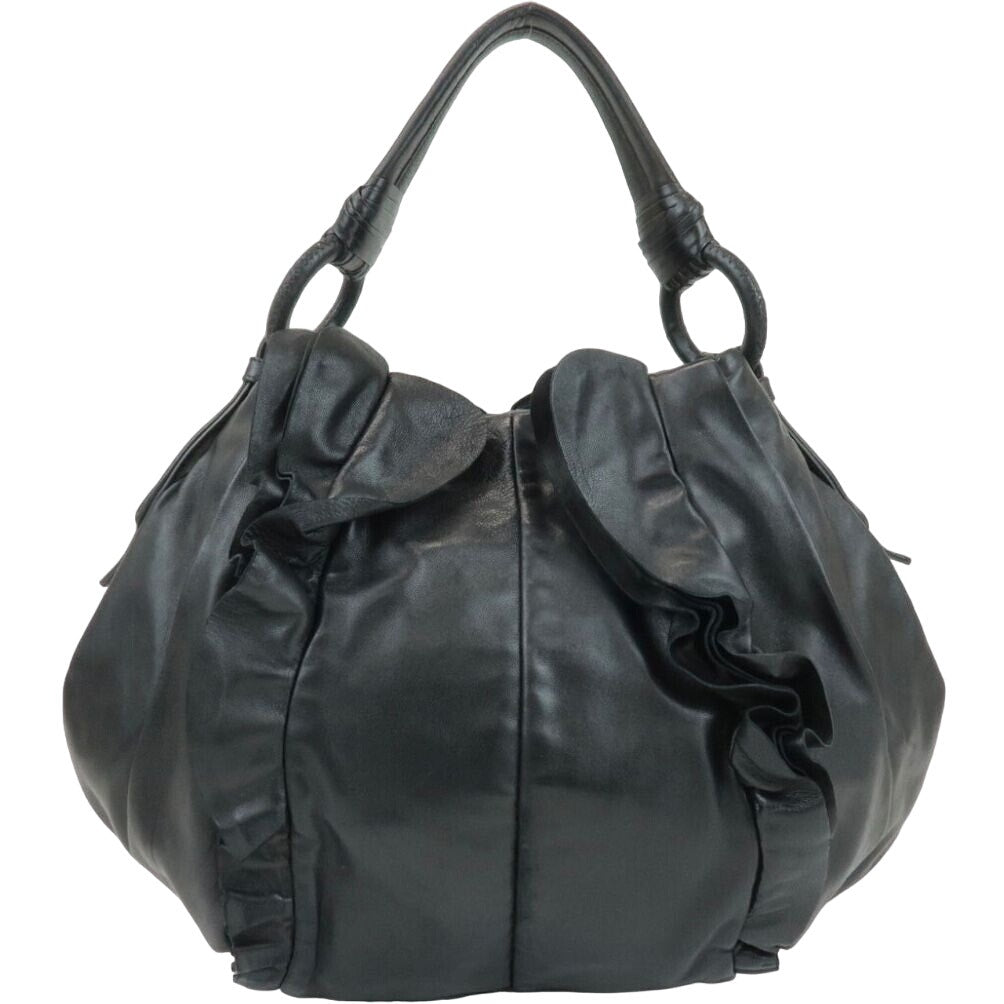 Authentic PRADA Lambskin Leather One Black Shoulder Bag