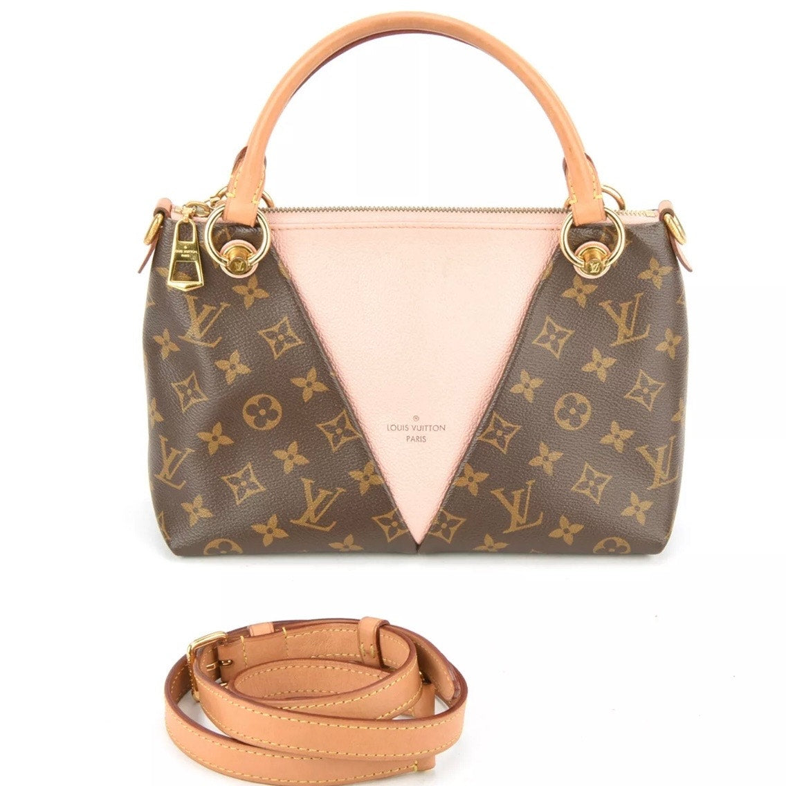 Authentic LOUIS VUITTON V BB Rose Poudre Shoulder Bag 2-Way