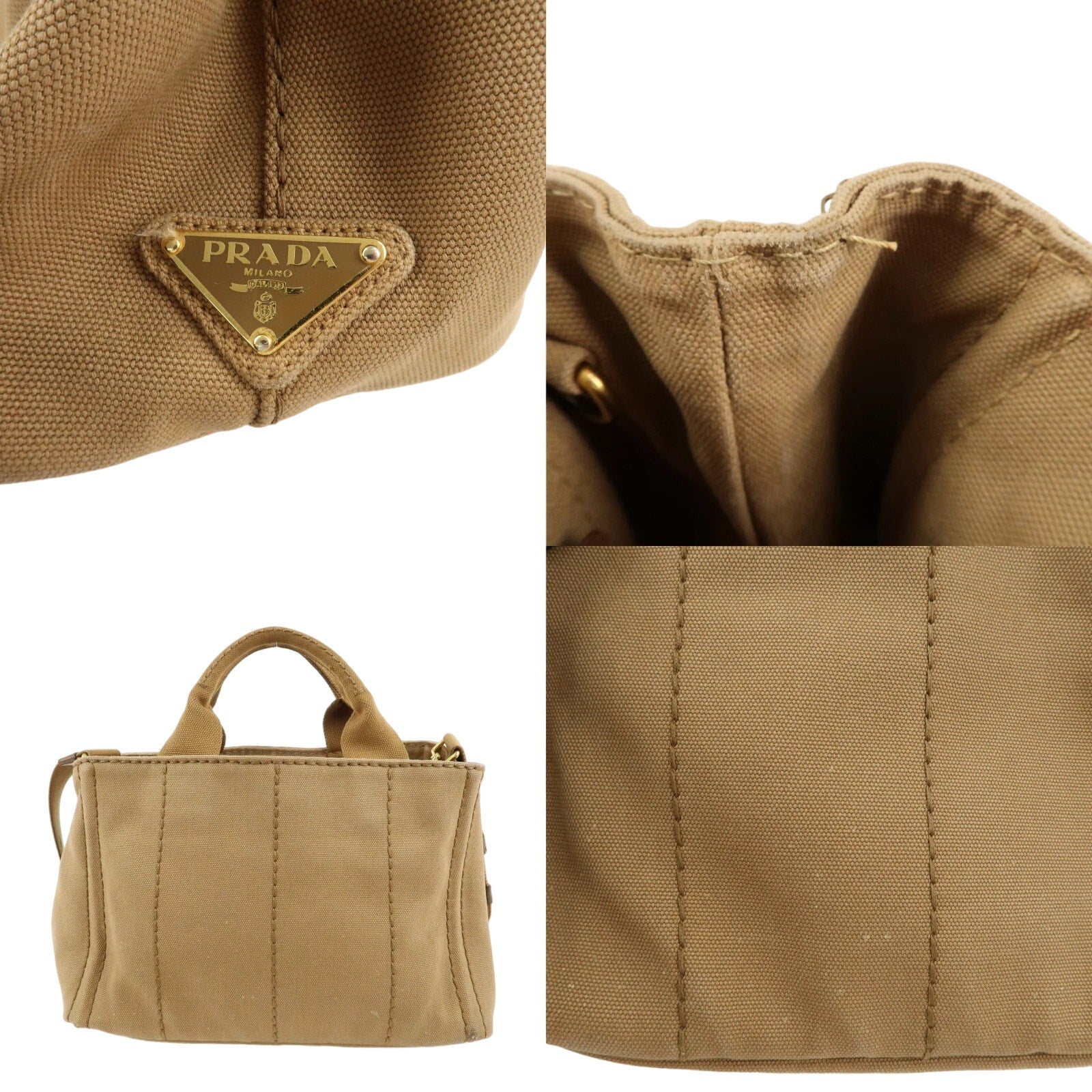 Authentic PRADA  Canapa Shoulder Bag 2-Way