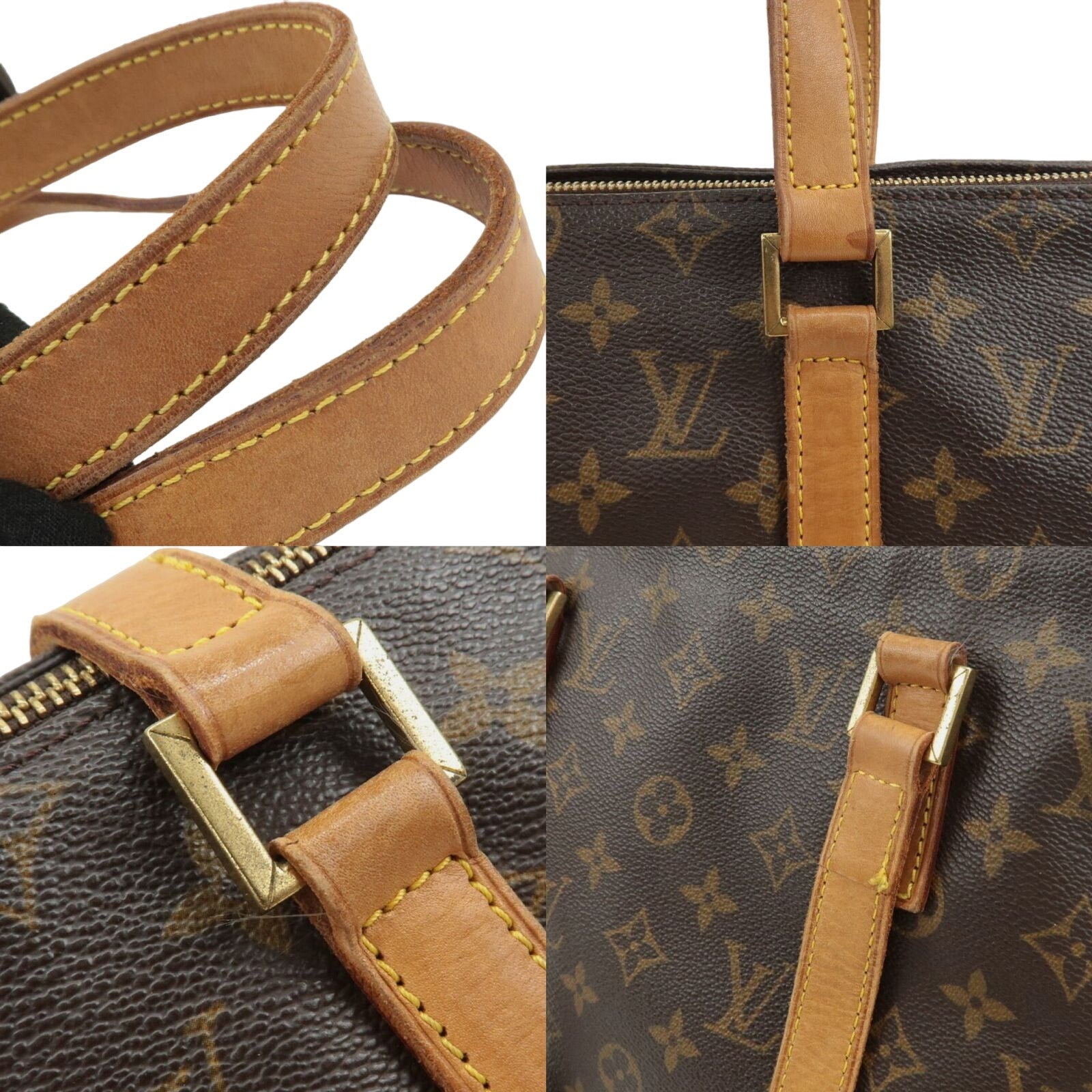 Authentic Louis Vuitton Monogram Cabas Mezzo Brown Tote Bag