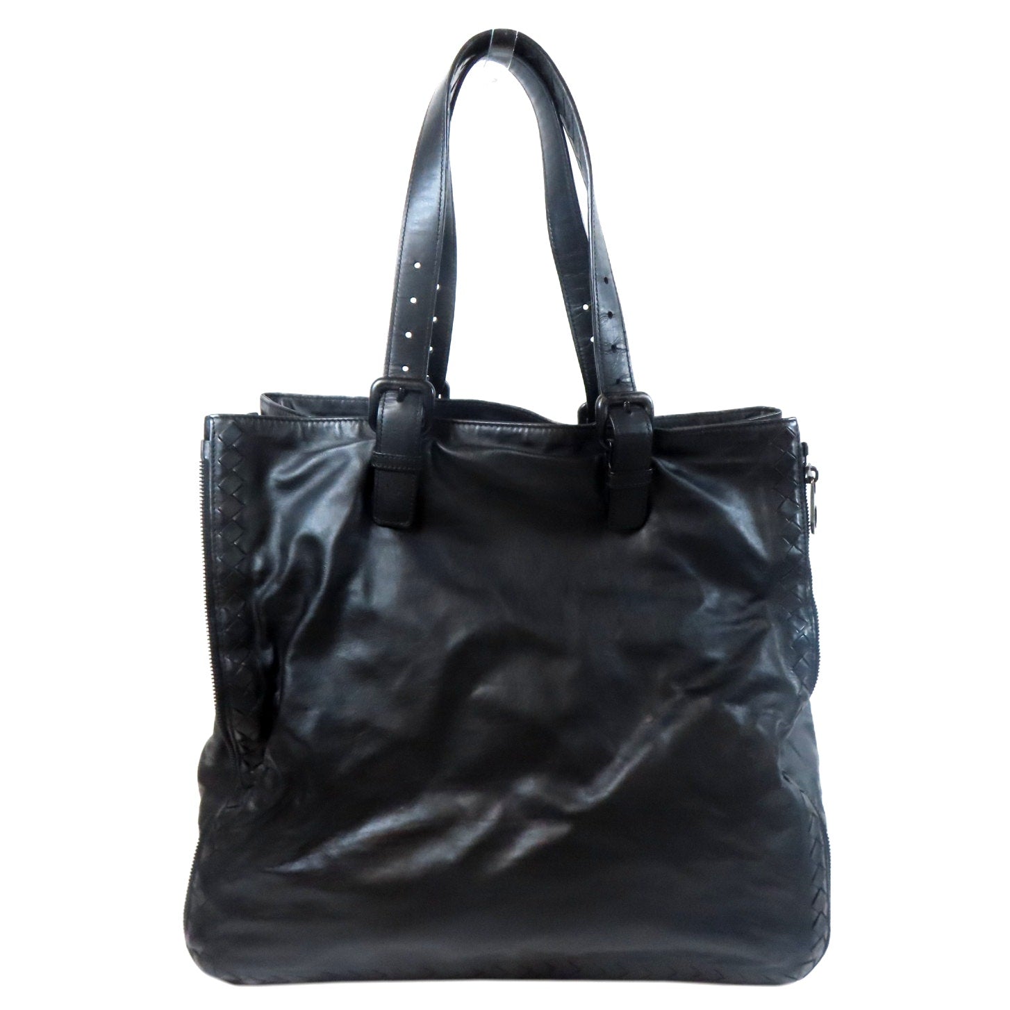 Authentic BOTTEGA VENETA Handbag Leather Black