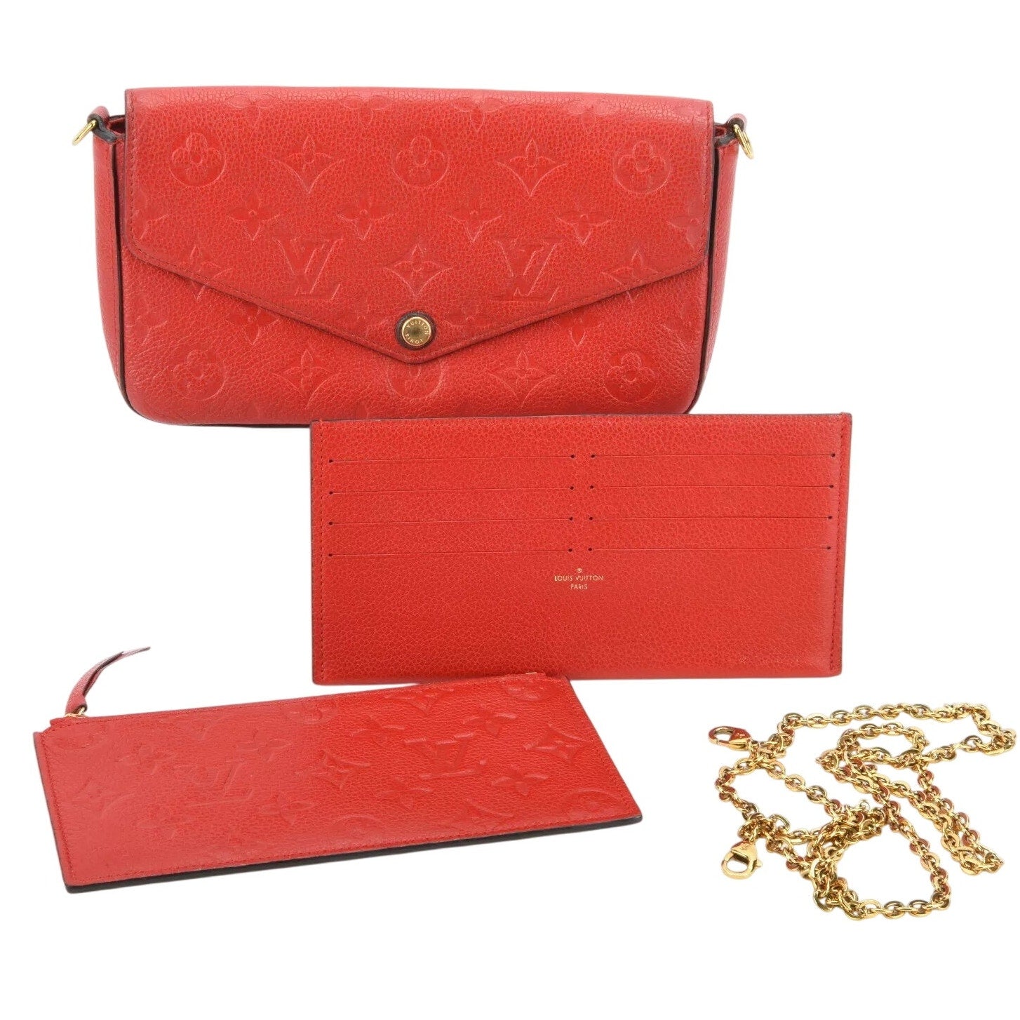 Authentic  Louis Vuitton Felicie Empreinte Red Pochette