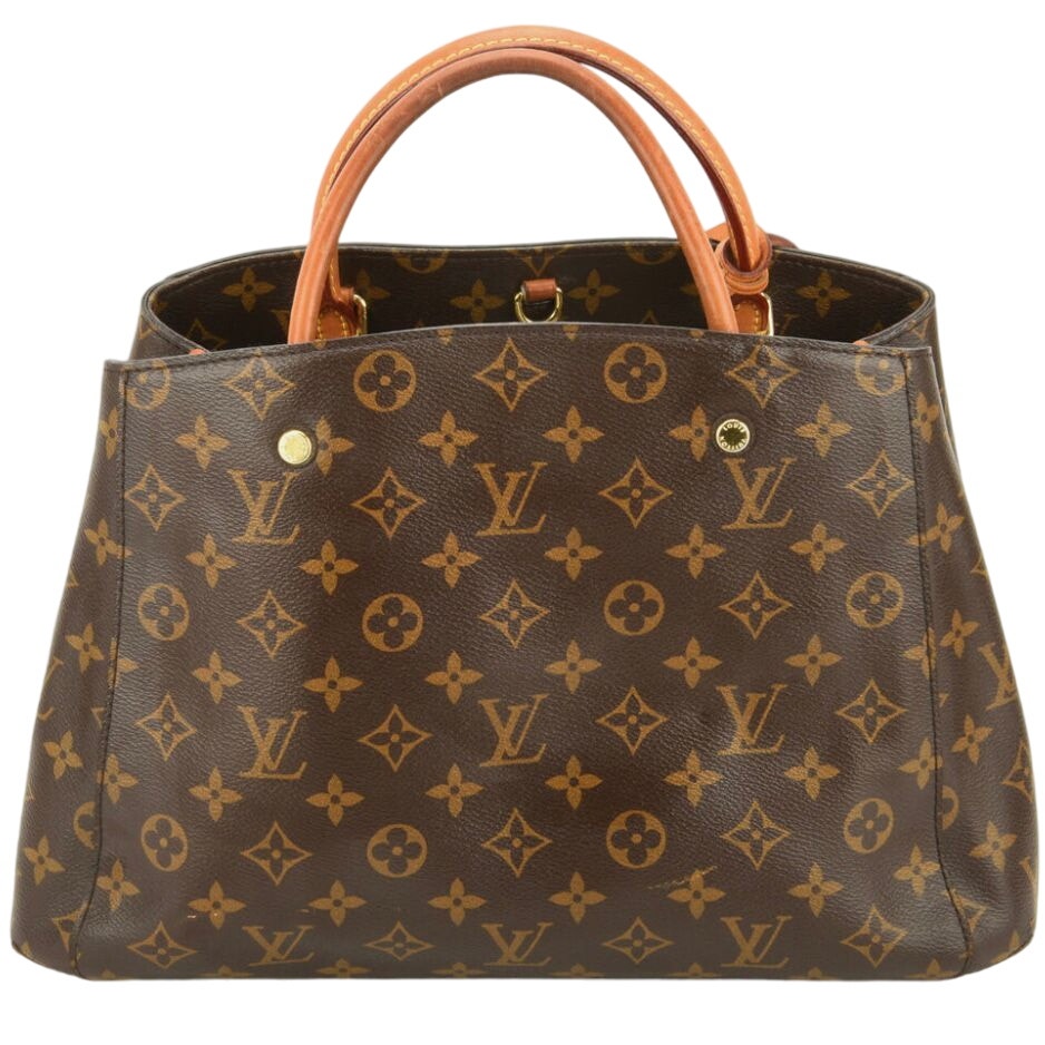 Authentic Louis Vuitton Canvas Leather Montaigne MM Brown Bag