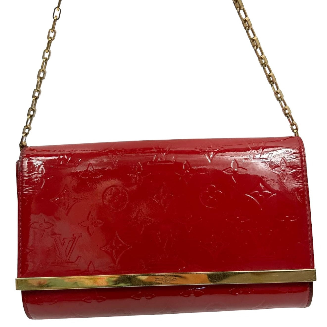 Authentic Louis Vuitton Vernis Clutch Ana Shoulder Bag Red