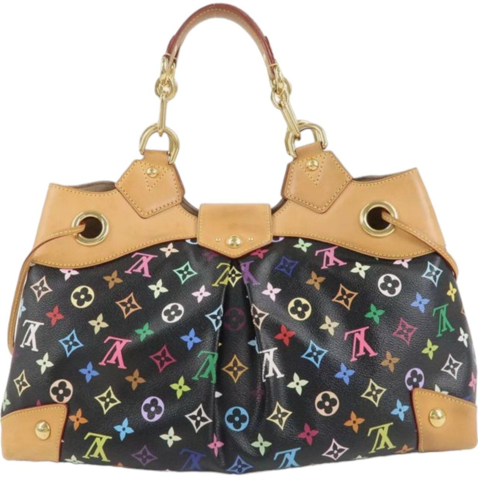 Authentic Louis Vuitton Monogram Canvas Leather Ursula Multicolor Black Shoulder Bag