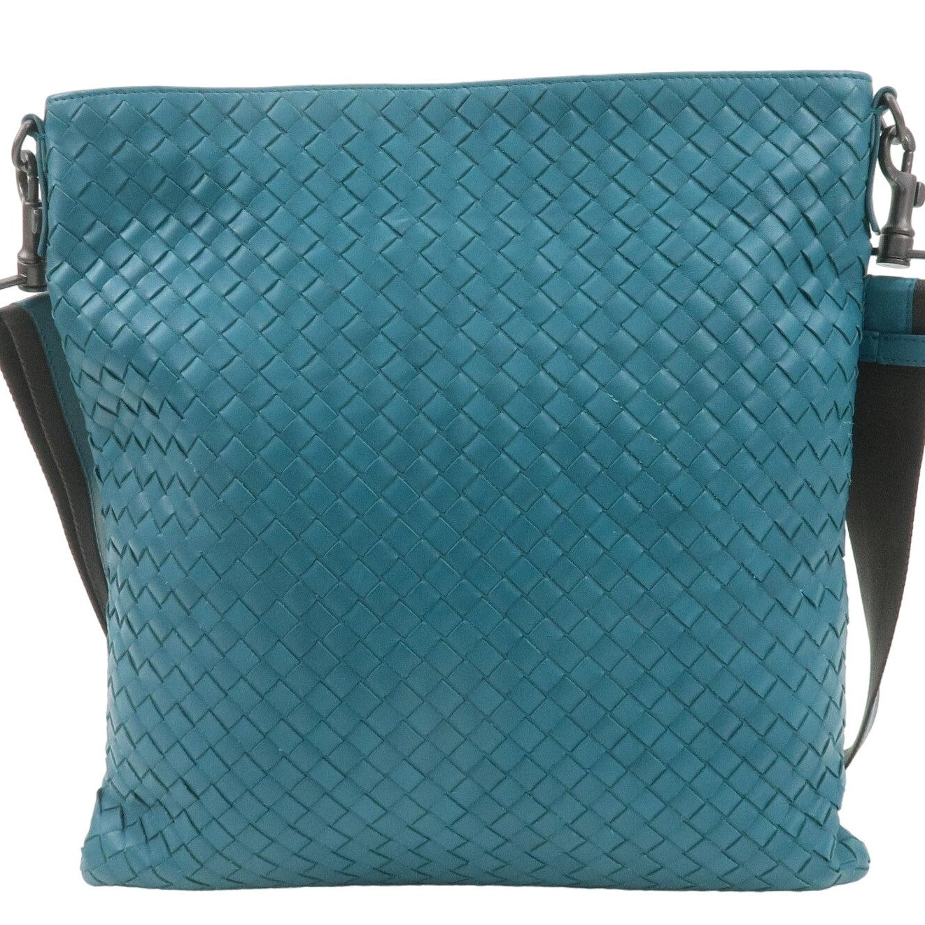 Authentic BOTTEGA VENETA Intrecciato Leather Shoulder Bag Turquoise