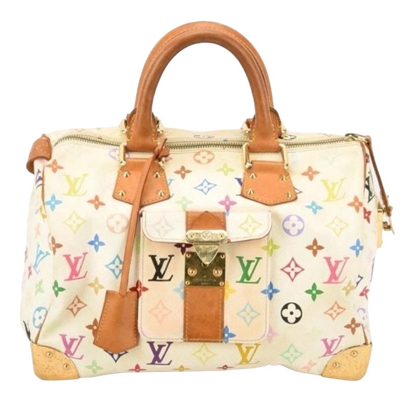 Authentic Louis Vuitton Ultra Rare Speedy 30 Multicolor White Bag