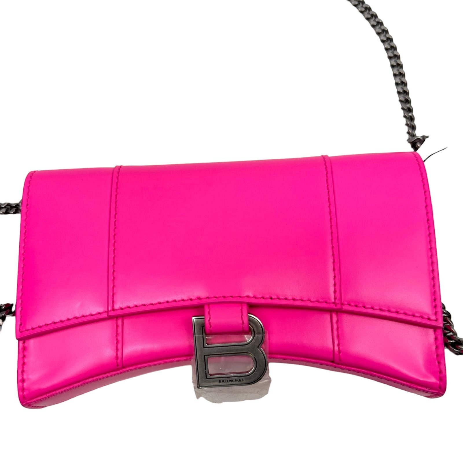Authentix Balenciaga Shiny Box Hourglass Handbag Hot Pink
