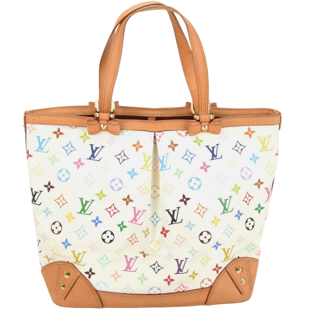 Authentic Louis Vuitton Canvas Leather Takashi Murakami Sharleen MM Monogram Multicolor Bag