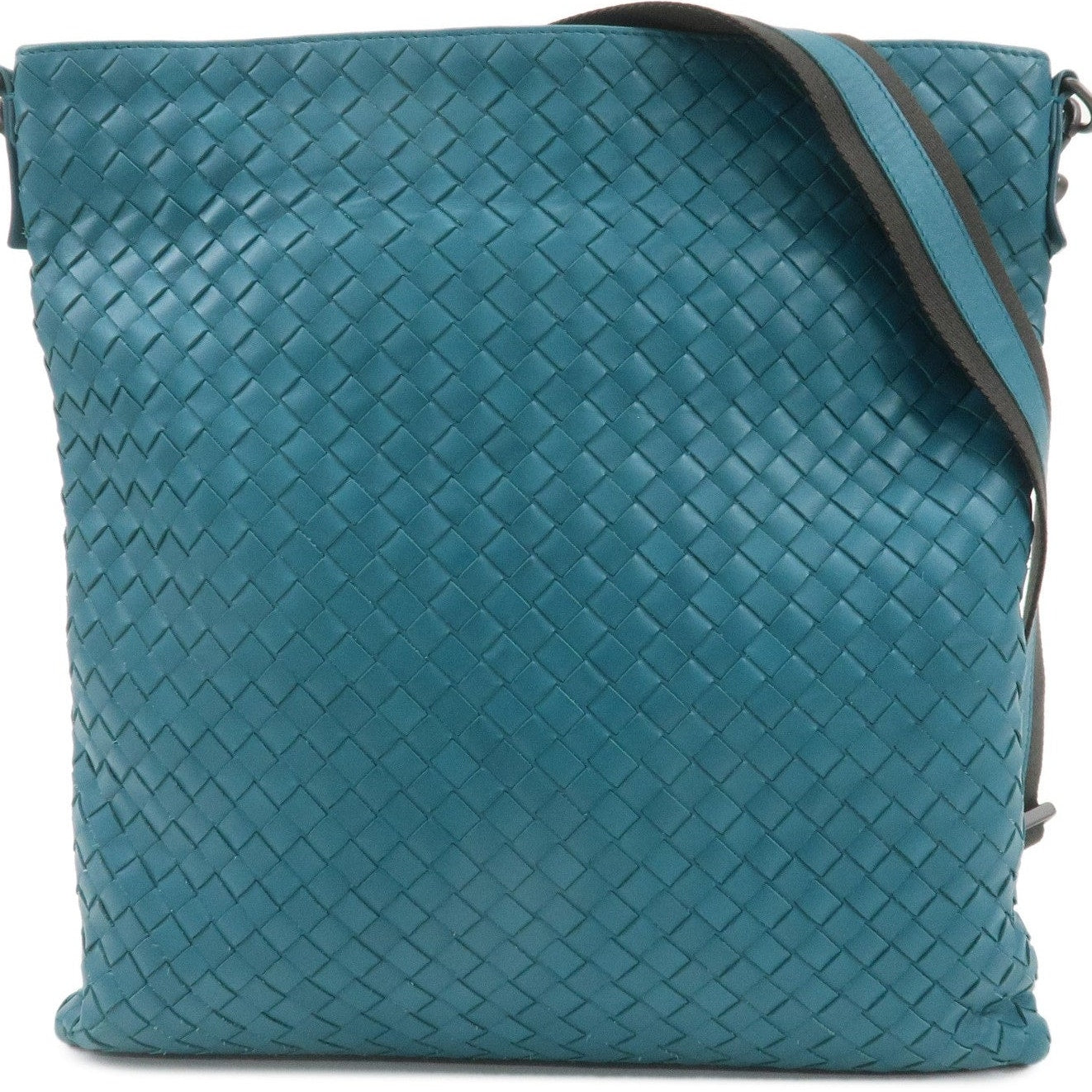 Authentic BOTTEGA VENETA Intrecciato Leather Shoulder Bag Turquoise