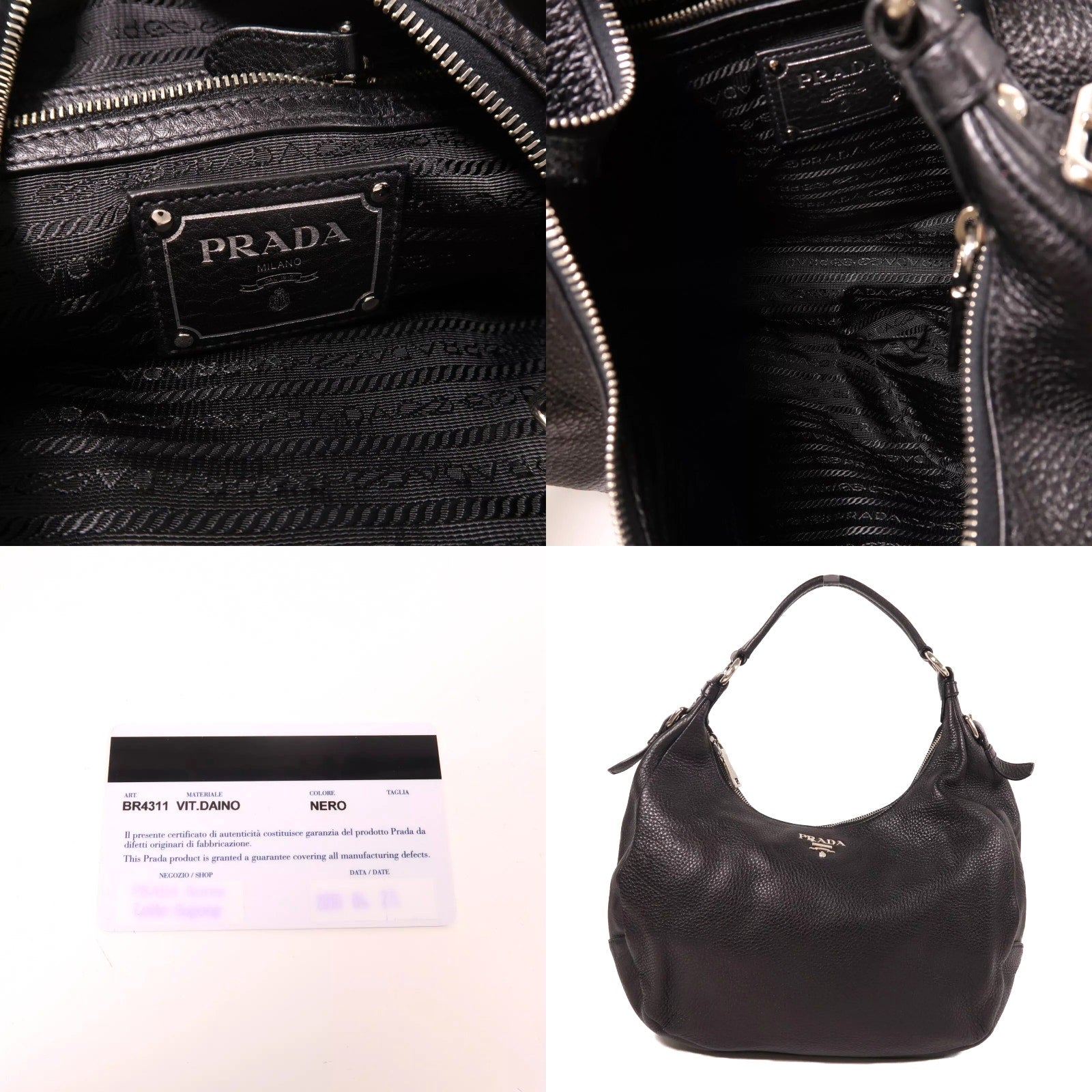 Authentic PRADA Vitello Daino Hobo Bag