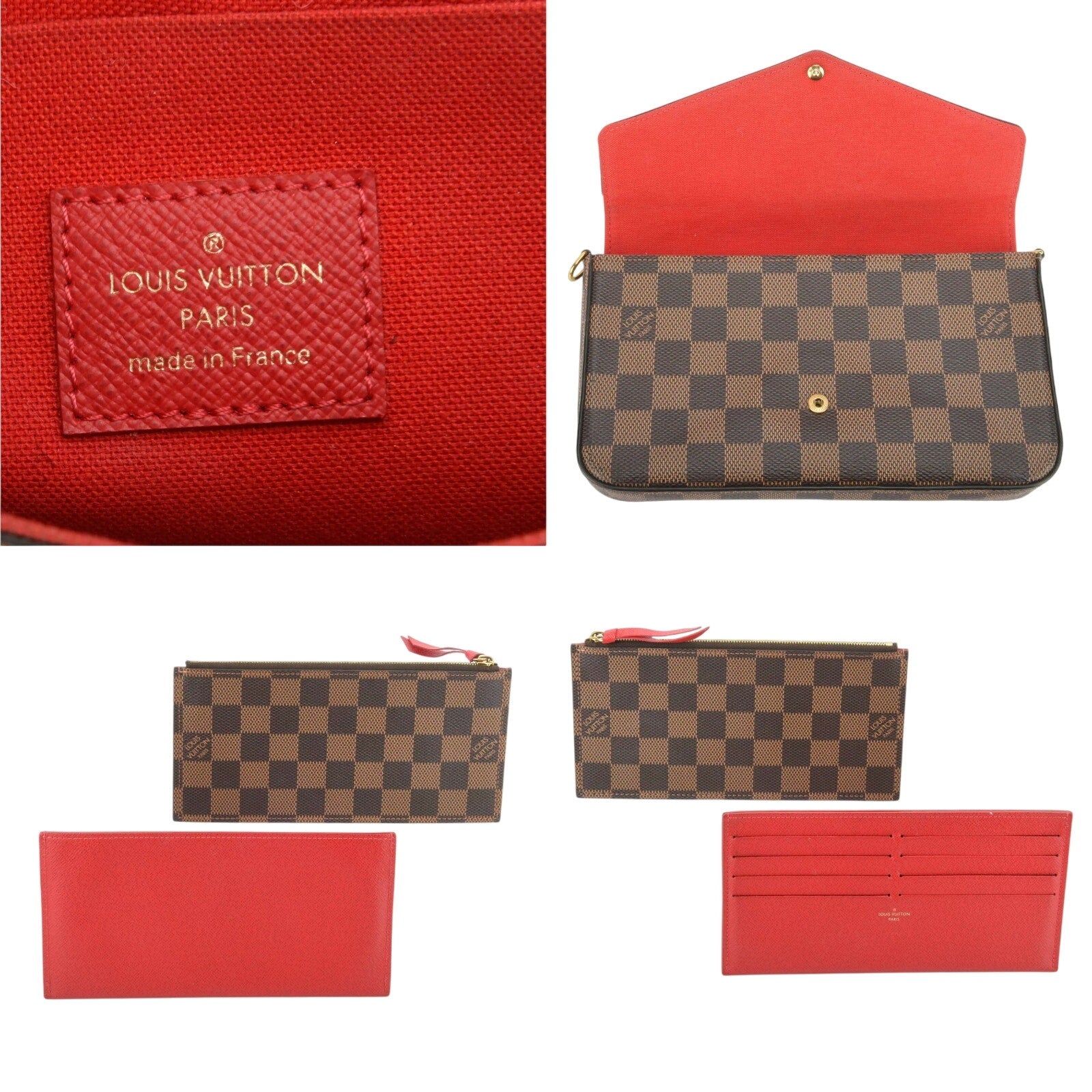 Authentic Louis Vuitton Felicie Damier Ebene Chain Pochette