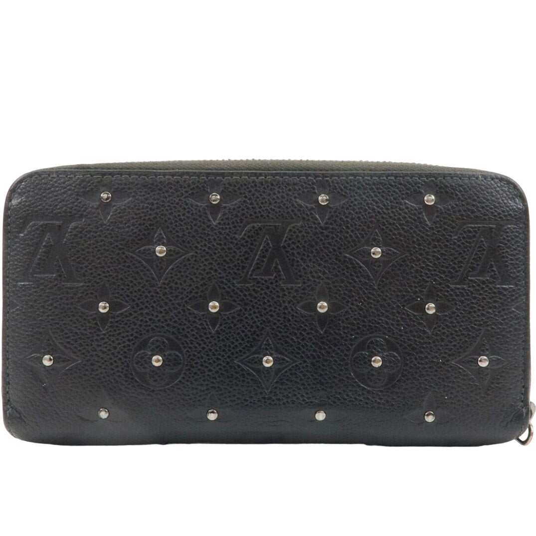 Authentic Louis Vuitton Monogram Empreinte Leather Zippy Wallet Studs Noir Black