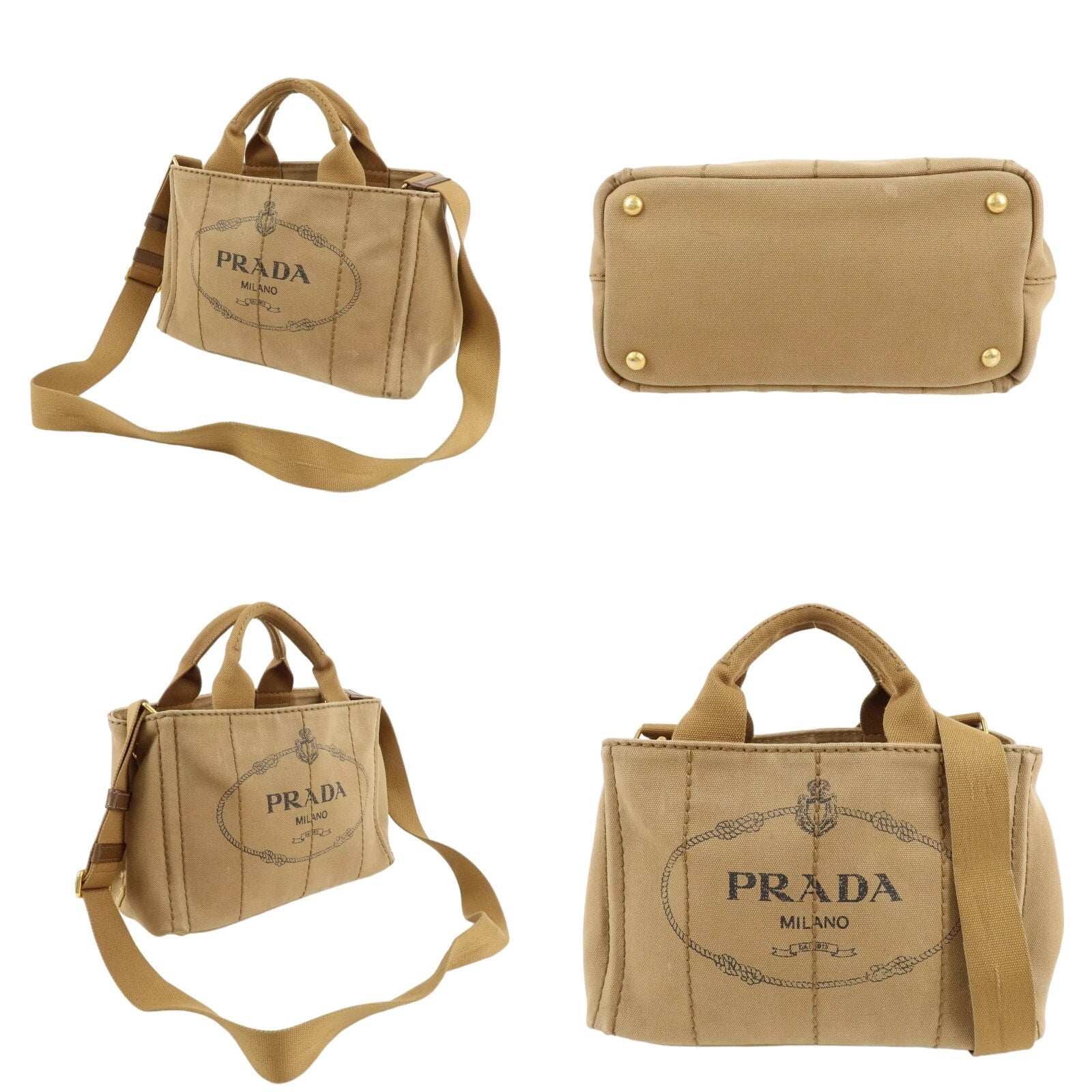 Authentic PRADA  Canapa Shoulder Bag 2-Way