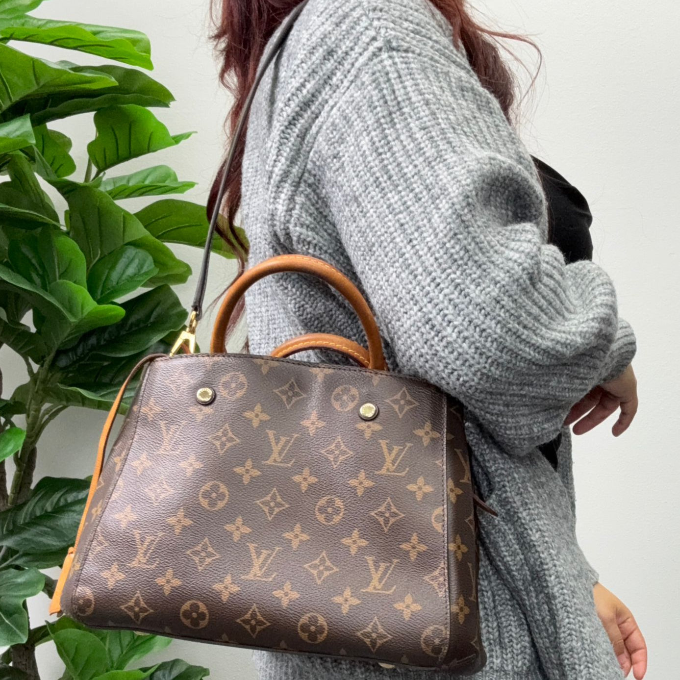 Authentic Louis Vuitton Montaigne BB Shoulder Bag 2-Way