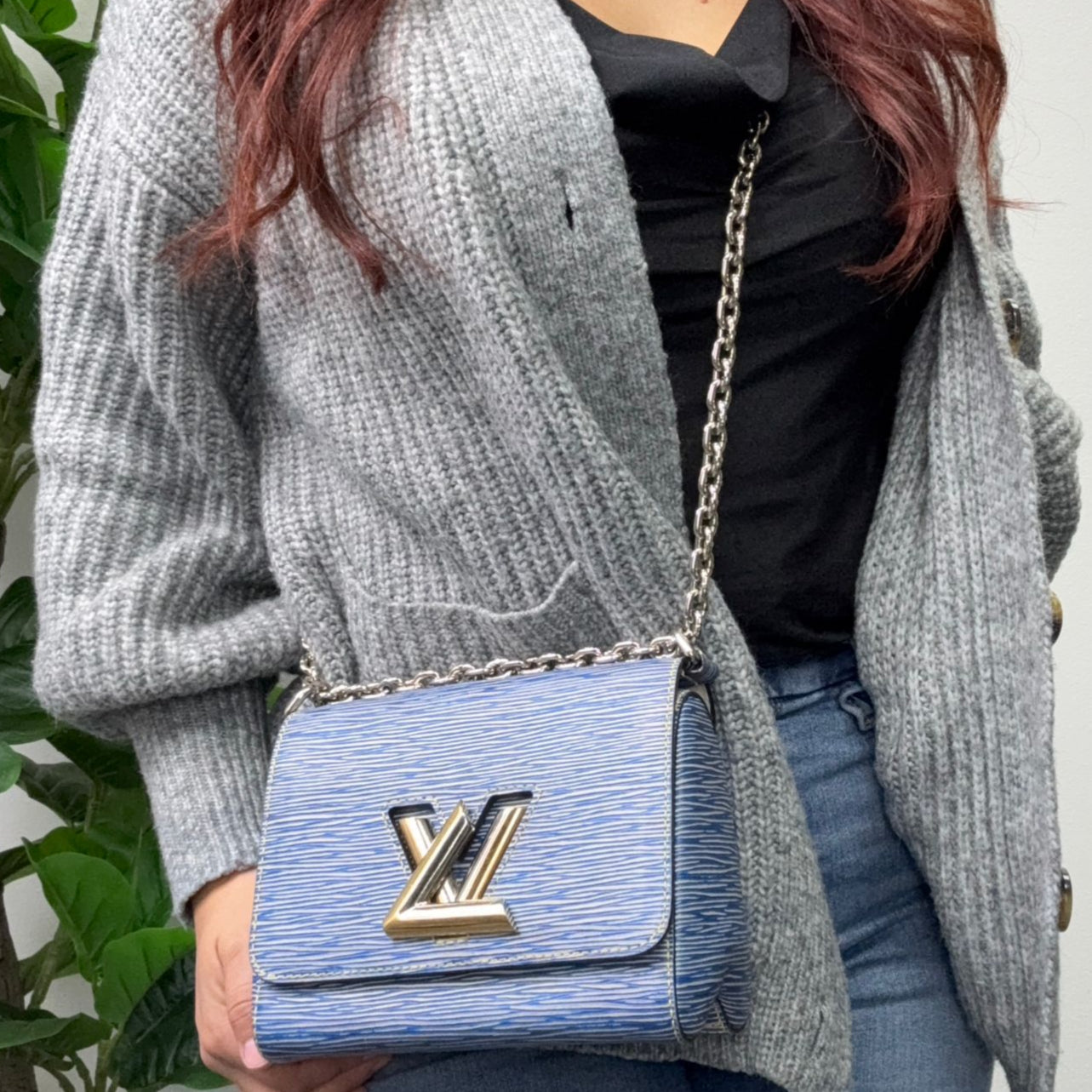 Authentic Louis Vuitton Twist PM Epi Denim Chain Shoulder Bag