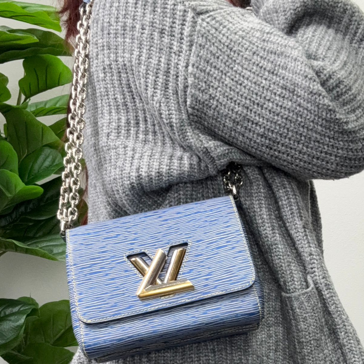 Authentic Louis Vuitton Twist PM Epi Denim Chain Shoulder Bag