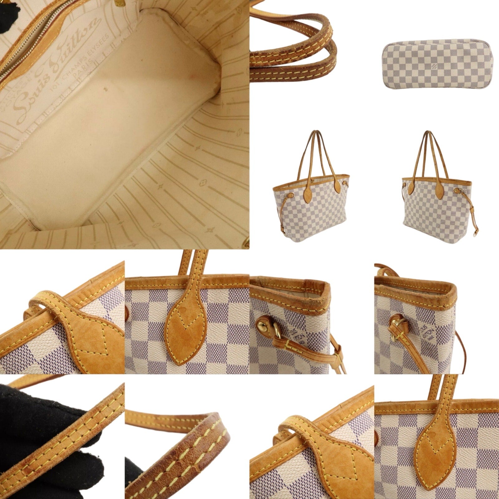 Authentic Louis Vuitton Damier Azur Neverfull PM Tote Bag