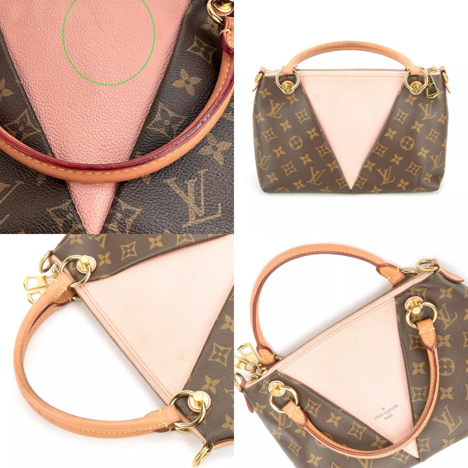 Authentic LOUIS VUITTON V BB Rose Poudre Shoulder Bag 2-Way