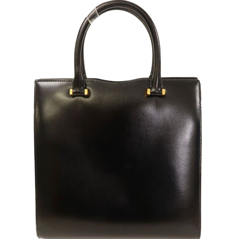 Authentic SAINT LAURENT YSL Leather Uptown 2 Way Tote Bag Black