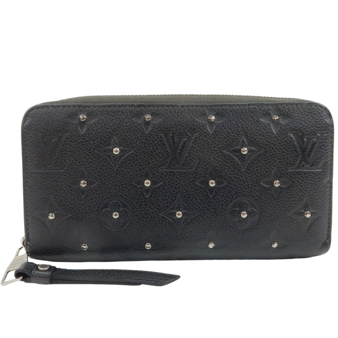 Authentic Louis Vuitton Monogram Empreinte Leather Zippy Wallet Studs Noir Black