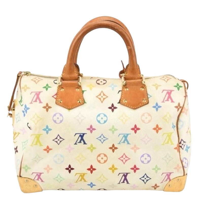 Authentic Louis Vuitton Ultra Rare Speedy 30 Multicolor White Bag