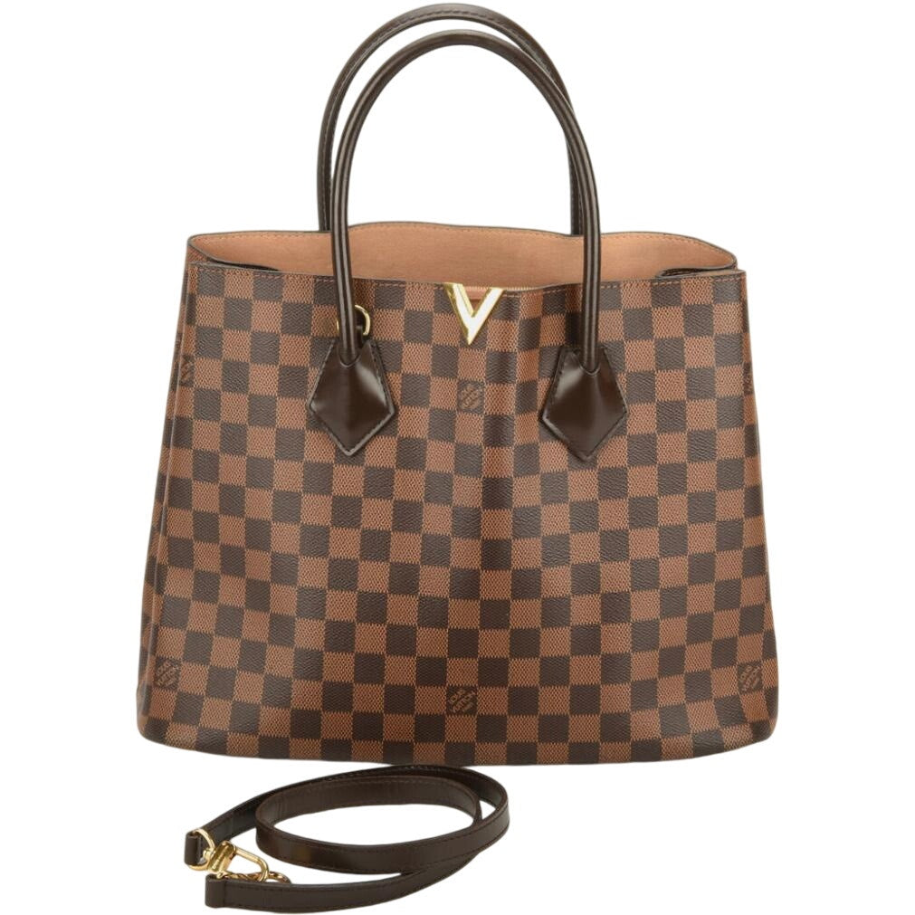 Authentic Louis Vuitton Kensington Damier Ebene Canvas Leather Brown Shoulder Bag