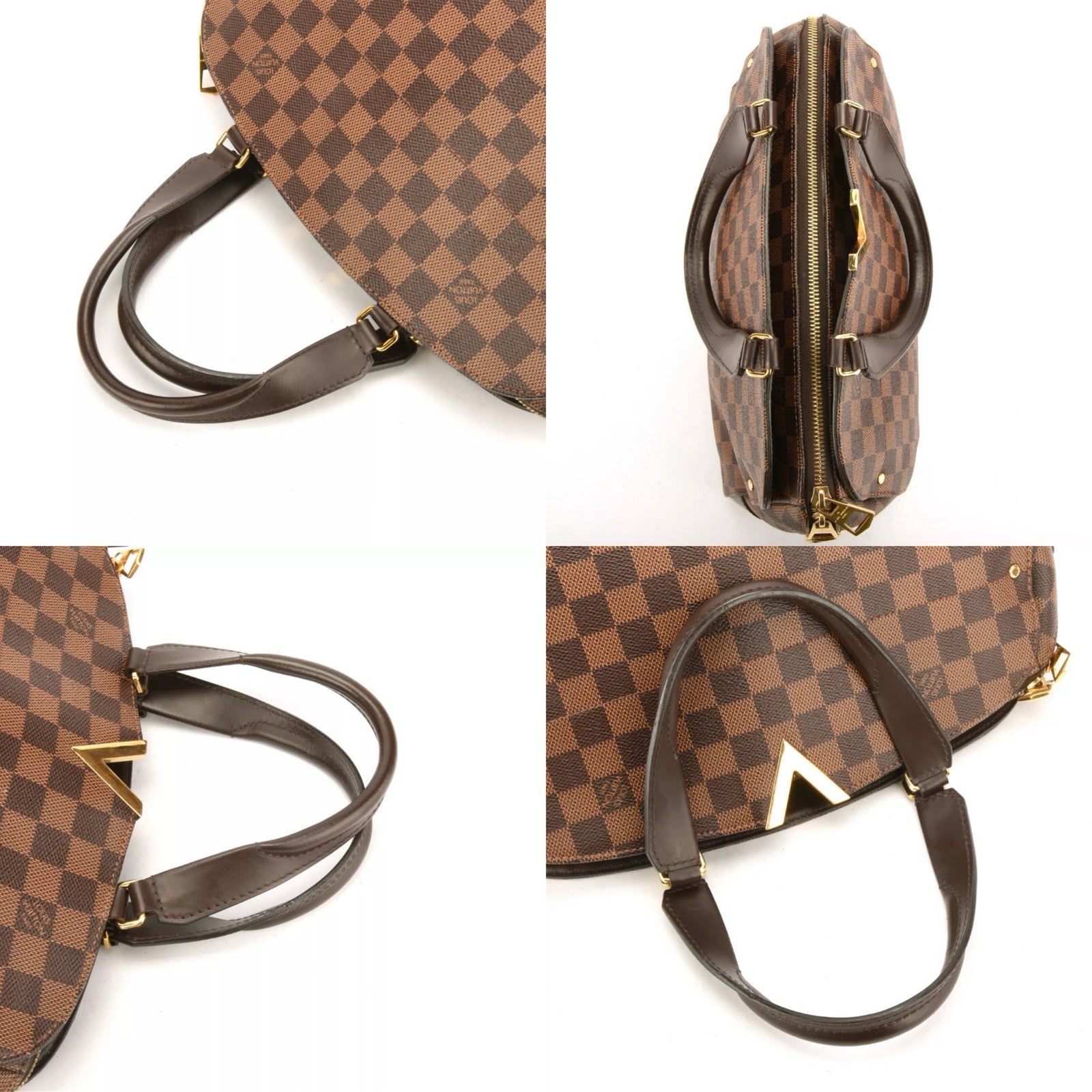 Authentic Louis Vuitton Kensington Bowling Damier Ebene Shoulder Bag 2-Way