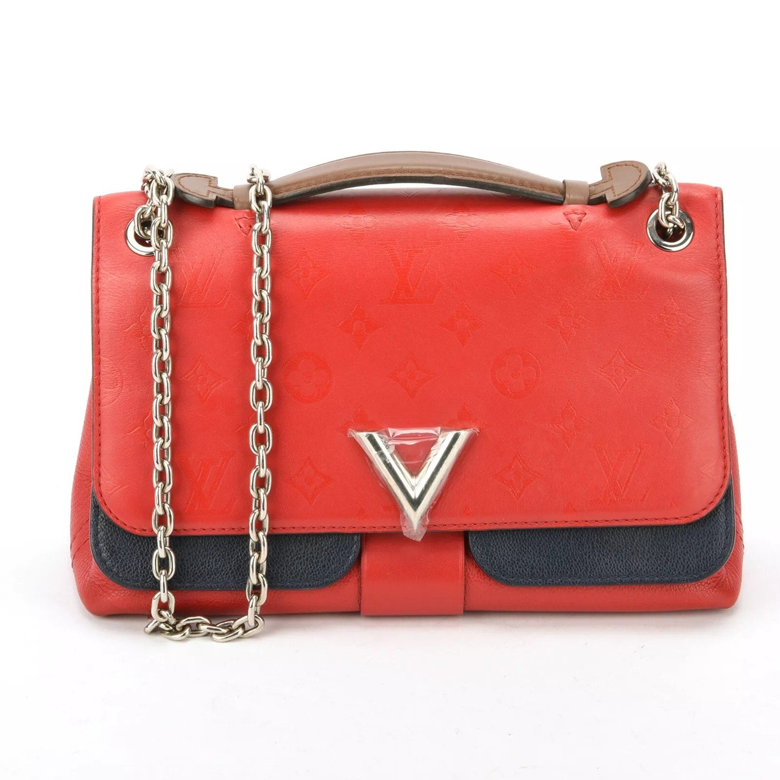 Authentic Louis Vuitton Very Chain Shoulder Bag Red and Blue