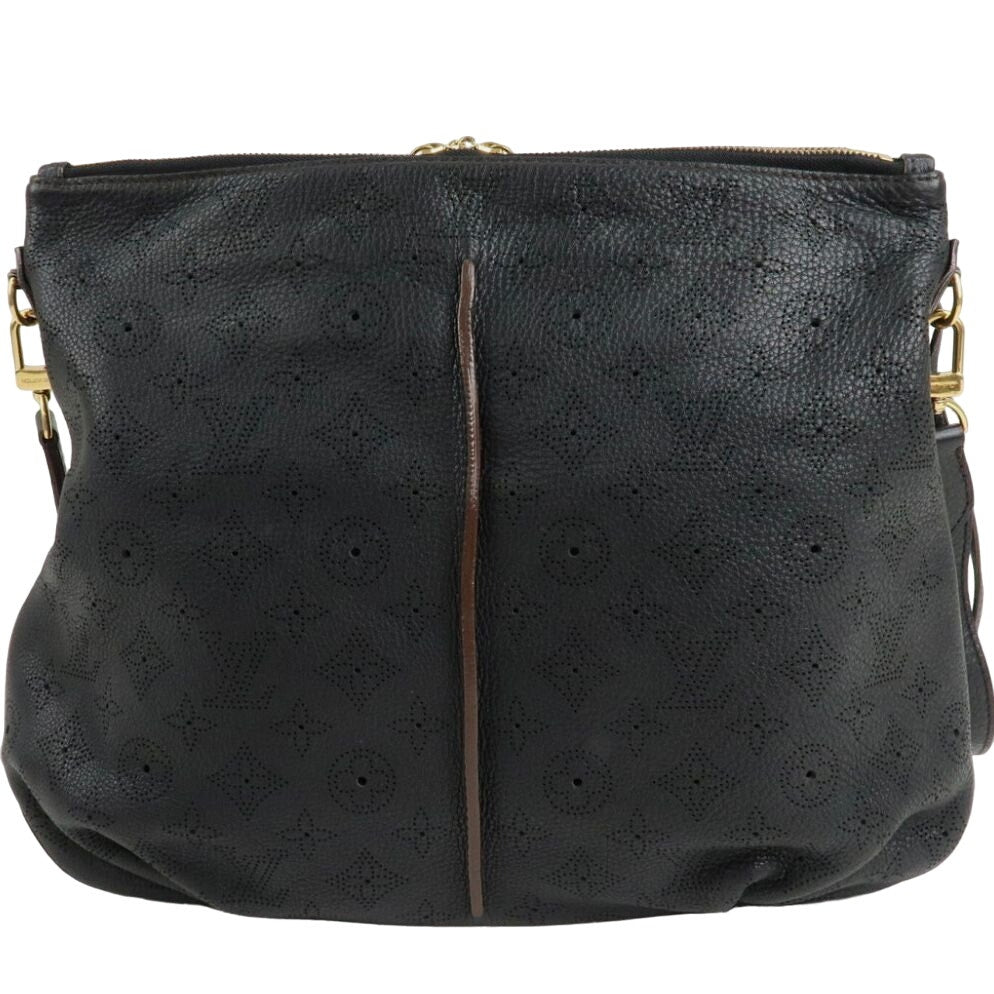 Authentic Louis Vuitton Monogram Mahina Leather Selene MM Black Shoulder Bag