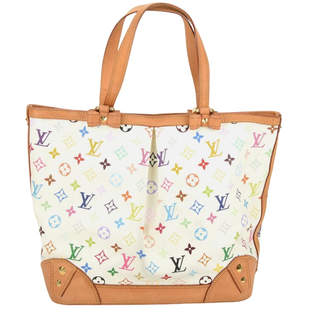 Authentic Louis Vuitton Canvas Leather Takashi Murakami Sharleen MM Monogram Multicolor Bag