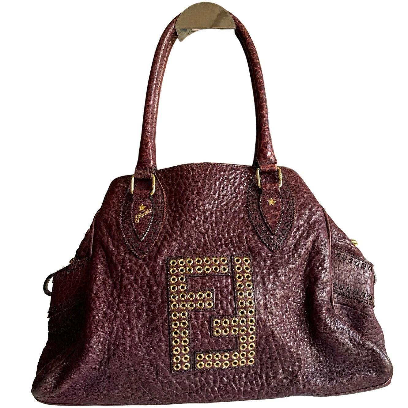 Authentic FENDI Zucca Logo Croco Leather FF Tote bag Purple