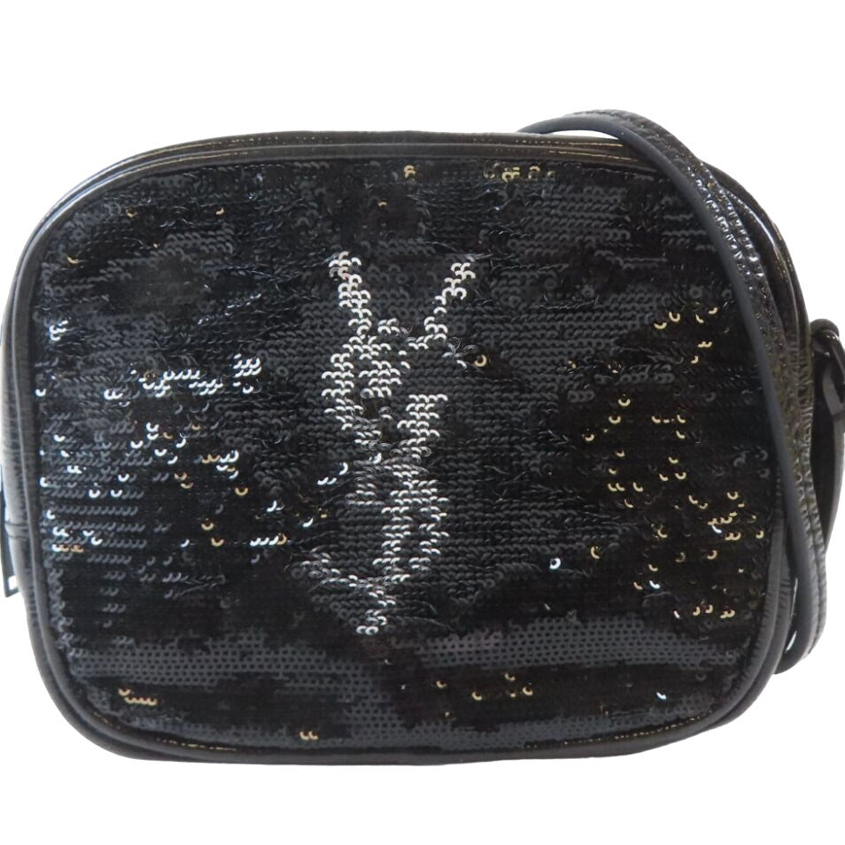 Authentic SAINT LAURENT YSL Patent Leather Sequin Black Mini Bag (pro max iphone does not fit)